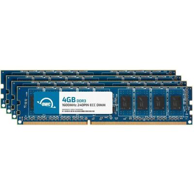 OWC - 16GB (4x4GB) DDR3 1600MHz 1Rx8 CL11 ECC Unbuffered 240-pin DIMM Memory RAM for Workstations, Servers, NAS Systems - Black Chips OWC - 16GB (4x4GB) DDR3 1600MHz 1Rx8 CL11 ECC Unbuffered 240-pin DIMM Memory RAM for Workstations, Servers, NAS Systems - Black Chips