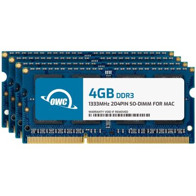 OWC - 16GB (4x4GB) 1333MHz DDR3 SO-DIMM PC3-10600 204Pin SO-DIMM CL9 Memory RAM Upgrade Module for iMac and PC Laptops OWC - 16GB (4x4GB) 1333MHz DDR3 SO-DIMM PC3-10600 204Pin SO-DIMM CL9 Memory RAM Upgrade Module for iMac and PC Laptops