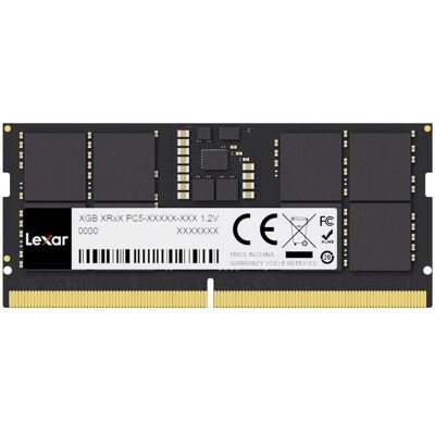 Lexar - 16GB (1x16GB) DDR5 SODIMM RAM 5600MT/s (or 5200MT/s or 4800MT/s), CL46, Notebook/Laptop Memory - Black Lexar - 16GB (1x16GB) DDR5 SODIMM RAM 5600MT/s (or 5200MT/s or 4800MT/s), CL46, Notebook/Laptop Memory - Black