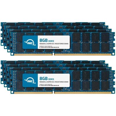 OWC - 64GB (8x8GB) DDR3 1066MHz 2Rx4 CL7 ECC Registered 240-pin RDIMM Memory RAM for Workstations, Servers, NAS Systems - Black Chips OWC - 64GB (8x8GB) DDR3 1066MHz 2Rx4 CL7 ECC Registered 240-pin RDIMM Memory RAM for Workstations, Servers, NAS Systems - Black Chips
