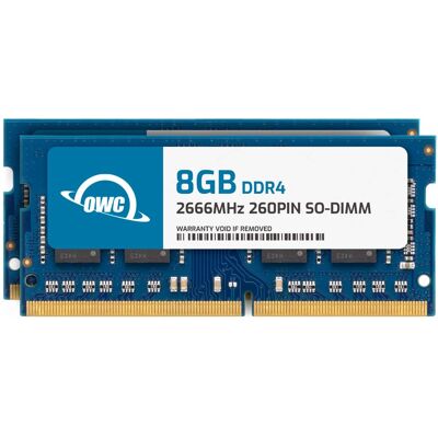 OWC - 16GB (2x8GB) DDR4 2666MHz PC4-21300 CL19 1RX8 Non-ECC SODIMM 1.2V 260-pin Laptop Notebook Memory RAM Upgrade Module - Black Chips OWC - 16GB (2x8GB) DDR4 2666MHz PC4-21300 CL19 1RX8 Non-ECC SODIMM 1.2V 260-pin Laptop Notebook Memory RAM Upgrade Module - Black Chips
