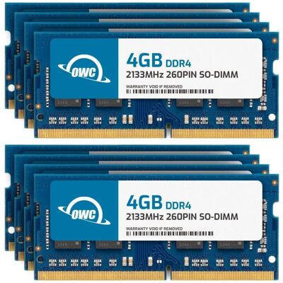 OWC - 32GB (8x4GB) DDR4 2133MHZ PC4-17000 CL15 1RX8 Non-ECC SODIMM 1.2V 260-pin Laptop Notebook Memory RAM Upgrade Module - Black Chips OWC - 32GB (8x4GB) DDR4 2133MHZ PC4-17000 CL15 1RX8 Non-ECC SODIMM 1.2V 260-pin Laptop Notebook Memory RAM Upgrade Module - Black Chips