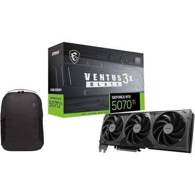 MSI - Ventus RTX 5070 Ti 16GB GDDR7 PCIe Express 5.0 Ventus 3X OC Black Graphics Card Bundle with Alienware Backpack MSI - Ventus RTX 5070 Ti 16GB GDDR7 PCIe Express 5.0 Ventus 3X OC Black Graphics Card Bundle with Alienware Backpack