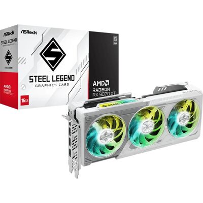 ASRock - Steel Legend Radeon RX 9070 XT 16GB GDDR6 PCI Express 5.0 Graphics Card ASRock - Steel Legend Radeon RX 9070 XT 16GB GDDR6 PCI Express 5.0 Graphics Card