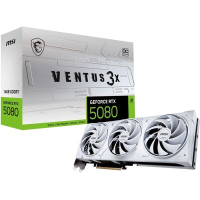 MSI - NVIDIA GeForce GeForce RTX 5080 16G VENTUS 3X OC 16GB GDDR7 PCI Express Gen 5 Graphics Card - White MSI - NVIDIA GeForce GeForce RTX 5080 16G VENTUS 3X OC 16GB GDDR7 PCI Express Gen 5 Graphics Card - White