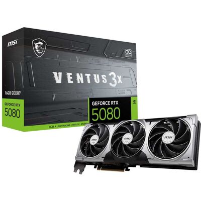 MSI - NVIDIA GeForce RTX 5080 16G VENTUS 3X OC 16GB GDDR7 PCI Express Gen 5 Graphics Card - Black MSI - NVIDIA GeForce RTX 5080 16G VENTUS 3X OC 16GB GDDR7 PCI Express Gen 5 Graphics Card - Black