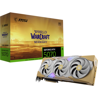 MSI - NVIDIA GeForce RTX 5070 12G World of Warcraft MIDNIGHT LIGHT EDITION OC GDDR7 PCI Express Gen 5 Graphics Card - Tan MSI - NVIDIA GeForce RTX 5070 12G World of Warcraft MIDNIGHT LIGHT EDITION OC GDDR7 PCI Express Gen 5 Graphics Card - Tan