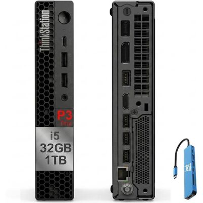 Lenovo - Upgraded - ThinkStation Desktop Mini PC P3 Tiny Workstation - Intel Core i5-14500 with 32GB Memory - 1TB SSD - WIFI - Win 11Pro Lenovo - Upgraded - ThinkStation Desktop Mini PC P3 Tiny Workstation - Intel Core i5-14500 with 32GB Memory - 1TB SSD - WIFI - Win 11Pro