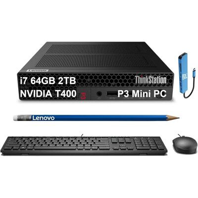 Lenovo - Upgraded - ThinkStation P3 Tiny Workstation Desktop - Intel Core i7 - NVIDIA T400 - 64GB Memory - 2TB SSD - Windows 11 Pro Lenovo - Upgraded - ThinkStation P3 Tiny Workstation Desktop - Intel Core i7 - NVIDIA T400 - 64GB Memory - 2TB SSD - Windows 11 Pro