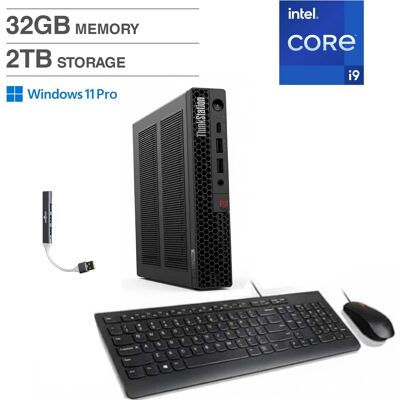 Lenovo - Upgraded - ThinkStation P3 Mini Desktop (Intel i9-14900, 32GB DDR5, 2TB PCIe SSD, NVIDIA T400, Win 11 Pro) w/USB Hub - Black Lenovo - Upgraded - ThinkStation P3 Mini Desktop (Intel i9-14900, 32GB DDR5, 2TB PCIe SSD, NVIDIA T400, Win 11 Pro) w/USB Hub - Black