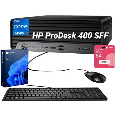 HP - Upgraded - ProDesk 400 Desktop - Intel Core i5-14500 -8GB RAM 2TB PCIe M.2 SSD - Wired K&M - Adata 64GB USB Drive - Black HP - Upgraded - ProDesk 400 Desktop - Intel Core i5-14500 -8GB RAM 2TB PCIe M.2 SSD - Wired K&M - Adata 64GB USB Drive - Black