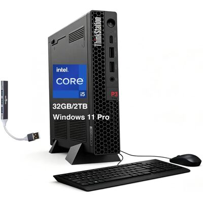 Lenovo - Upgraded - ThinkStation P3 Tiny Mini Desktop (Intel i5-13500, 32GB DDR5, 2TB PCIe SSD, Win 11 Pro) w/USB Hub - Black Lenovo - Upgraded - ThinkStation P3 Tiny Mini Desktop (Intel i5-13500, 32GB DDR5, 2TB PCIe SSD, Win 11 Pro) w/USB Hub - Black