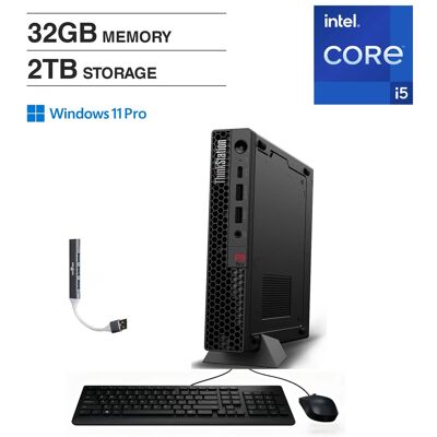 Lenovo - Upgraded - ThinkStation P3 Tiny Mini Desktop (Intel i5-13500, 32GB DDR5, 2TB PCIe SSD, Win 11 Pro) w/USB Hub - Black Lenovo - Upgraded - ThinkStation P3 Tiny Mini Desktop (Intel i5-13500, 32GB DDR5, 2TB PCIe SSD, Win 11 Pro) w/USB Hub - Black