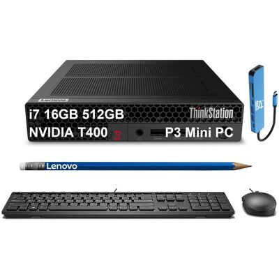 Lenovo - Upgraded - ThinkStation P3 Tiny Workstation Desktop - Intel Core i7 - NVIDIA T400 - 16GB Memory - 512GB SSD - Windows 11 Pro Lenovo - Upgraded - ThinkStation P3 Tiny Workstation Desktop - Intel Core i7 - NVIDIA T400 - 16GB Memory - 512GB SSD - Windows 11 Pro