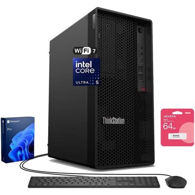 Lenovo - Upgraded - ThinkStation P2 Desktop - Intel Core Ultra 5 225 - 64GB RAM, 2TB SSD - Wired Keyboard & Mouse - Adata 64GB USB Drive - Black Lenovo - Upgraded - ThinkStation P2 Desktop - Intel Core Ultra 5 225 - 64GB RAM, 2TB SSD - Wired Keyboard & Mouse - Adata 64GB USB Drive - Black