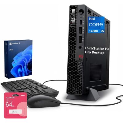 Lenovo - Upgraded - ThinkStation P3 Mini Desktop - Intel Core i5-14500 - 32GB RAM 2TB SSD - Wired K&M - ADATA 64GB USB Flash Drive - Black Lenovo - Upgraded - ThinkStation P3 Mini Desktop - Intel Core i5-14500 - 32GB RAM 2TB SSD - Wired K&M - ADATA 64GB USB Flash Drive - Black