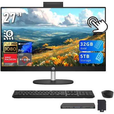 HP - Upgraded - 27" FHD Touchscreen All-in-one Desktop,AMD Ryzen 7 7730U,32GB RAM,4TB SSD+1TB Dock,Keyboard & Mouse,Win11 Pro - Black HP - Upgraded - 27" FHD Touchscreen All-in-one Desktop,AMD Ryzen 7 7730U,32GB RAM,4TB SSD+1TB Dock,Keyboard & Mouse,Win11 Pro - Black