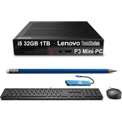 Lenovo - Upgraded - ThinkStation P3 Tiny Workstation Mini Desktop - Intel Core i5 with 32GB Memory - 1TB SSD - Windows 11Pro Lenovo - Upgraded - ThinkStation P3 Tiny Workstation Mini Desktop - Intel Core i5 with 32GB Memory - 1TB SSD - Windows 11Pro