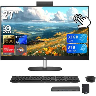 HP - Upgraded - 27" FHD Touchscreen All-in-one Desktop,AMD Ryzen 7 7730U,32GB RAM,2TB SSD+1TB Dock,Keyboard & Mouse,Win11 Pro - Black HP - Upgraded - 27" FHD Touchscreen All-in-one Desktop,AMD Ryzen 7 7730U,32GB RAM,2TB SSD+1TB Dock,Keyboard & Mouse,Win11 Pro - Black