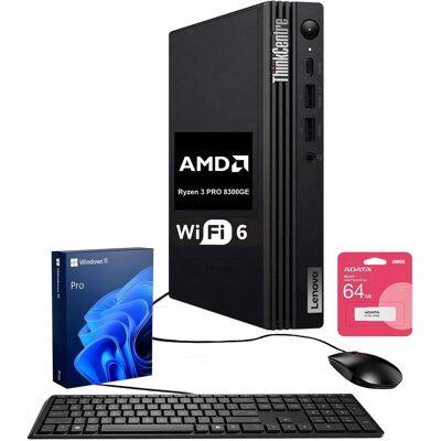 Lenovo - Upgraded - ThinkCentre M75q MFF Desktop - AMD Ryzen 3 8300GE -32GB DDR5 - 2TB M.2 SSD - Adata 64GB USB Drive - Black Lenovo - Upgraded - ThinkCentre M75q MFF Desktop - AMD Ryzen 3 8300GE -32GB DDR5 - 2TB M.2 SSD - Adata 64GB USB Drive - Black