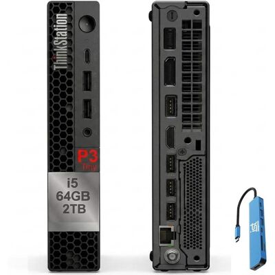 Lenovo - Upgraded - ThinkStation Desktop Mini PC P3 Tiny Workstation - Intel Core i5-14500 with 64GB Memory - 2TB SSD - WIFI - Win 11Pro Lenovo - Upgraded - ThinkStation Desktop Mini PC P3 Tiny Workstation - Intel Core i5-14500 with 64GB Memory - 2TB SSD - WIFI - Win 11Pro