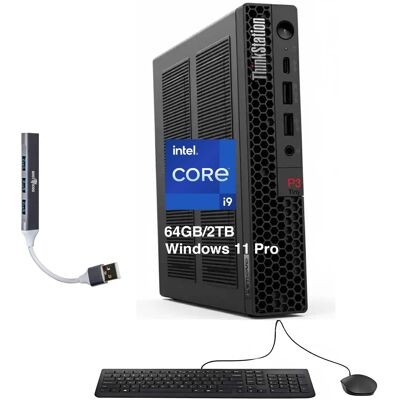 Lenovo - Upgraded - ThinkStation P3 Tiny Workstation Mini Desktop (Intel i9-14900 vPro, T400 4GB, 64GB DDR5, 2TB SSD, Win 11 Pro) - Black Lenovo - Upgraded - ThinkStation P3 Tiny Workstation Mini Desktop (Intel i9-14900 vPro, T400 4GB, 64GB DDR5, 2TB SSD, Win 11 Pro) - Black