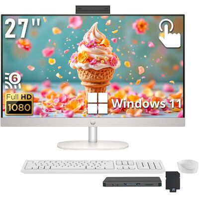 HP - Upgraded - 27" FHD Touch All-in-One Desktop,AMD Ryzen 5 7520U,16GB RAM,2TB SSD+160GB Dock Set,Keyboard&Mouse,Win 11 - White HP - Upgraded - 27" FHD Touch All-in-One Desktop,AMD Ryzen 5 7520U,16GB RAM,2TB SSD+160GB Dock Set,Keyboard&Mouse,Win 11 - White