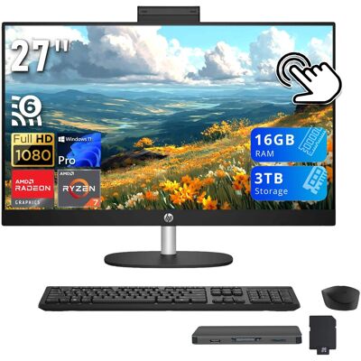 HP - Upgraded - 27" FHD Touchscreen All-in-one Desktop,AMD Ryzen 7 7730U,16GB RAM,2TB SSD+1TB Dock,Keyboard & Mouse,Win11 Pro - Black HP - Upgraded - 27" FHD Touchscreen All-in-one Desktop,AMD Ryzen 7 7730U,16GB RAM,2TB SSD+1TB Dock,Keyboard & Mouse,Win11 Pro - Black