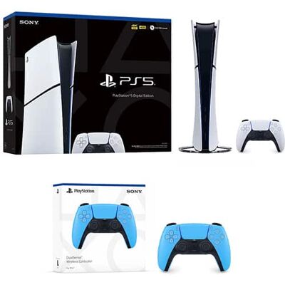 Sony PlayStation 5 Digital Edition + PlayStation 5 DualSense Wireless Controller Starlight Blue - Includes PS5 Console Sony PlayStation 5 Digital Edition + PlayStation 5 DualSense Wireless Controller Starlight Blue - Includes PS5 Console