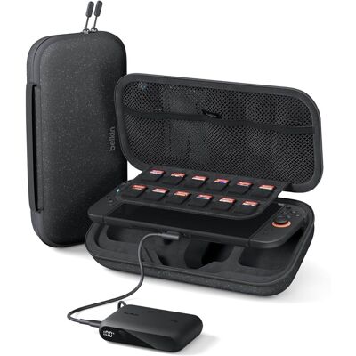 Belkin - Gaming Charging Case for Nintendo Switch 2, 10k Portable Charger Case 20W Quick Charging, Game Card Storage - Charcoal Belkin - Gaming Charging Case for Nintendo Switch 2, 10k Portable Charger Case 20W Quick Charging, Game Card Storage - Charcoal