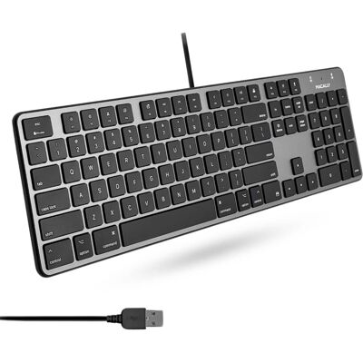 Macally - Slim USB Wired Keyboard for Mac - Full Size Apple Keyboard - Space Gray Macally - Slim USB Wired Keyboard for Mac - Full Size Apple Keyboard - Space Gray
