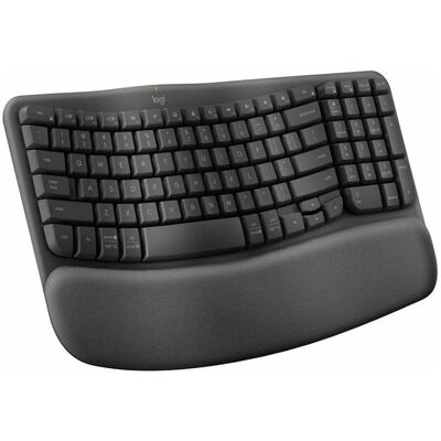 Logitech - Wave Keys Wireless Ergonomic Keyboard with Palm Rest, Bluetooth, Logi Bolt, Multi-OS - Graphite Logitech - Wave Keys Wireless Ergonomic Keyboard with Palm Rest, Bluetooth, Logi Bolt, Multi-OS - Graphite