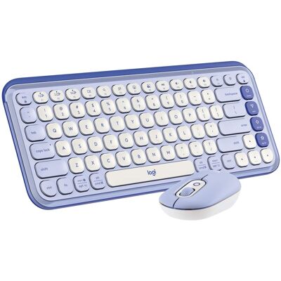 Logitech - POP ICON COMBO Compact TKL Wireless Bluetooth Keyboard and Mouse Bundle with Programmable Quiet Keys and Buttons - Lilac & Off-White Logitech - POP ICON COMBO Compact TKL Wireless Bluetooth Keyboard and Mouse Bundle with Programmable Quiet Keys and Buttons - Lilac & Off-White