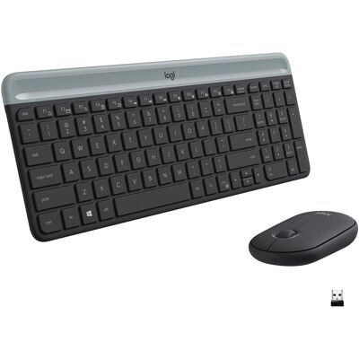 Logitech - MK470 Full-size Wireless Scissor Keyboard and Mouse Bundle for Windows with Quiet clicks - Black/Gray Logitech - MK470 Full-size Wireless Scissor Keyboard and Mouse Bundle for Windows with Quiet clicks - Black/Gray