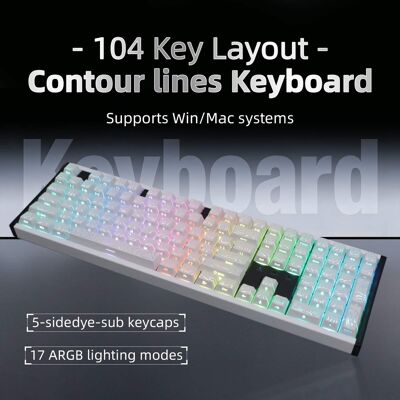 Loheer - Contour Lines 104-Key Mechanical Keyboard, Full-Size Wired, Hot-Swappable, 17 ARGB, VIA/OMK - White Loheer - Contour Lines 104-Key Mechanical Keyboard, Full-Size Wired, Hot-Swappable, 17 ARGB, VIA/OMK - White