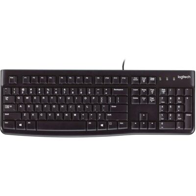 Logitech - K120 Full-size Wired Membrane Keyboard for PC with Spill-Resistant Design - Black Logitech - K120 Full-size Wired Membrane Keyboard for PC with Spill-Resistant Design - Black