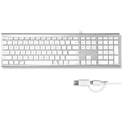 Macally - USB C Keyboard (Upgraded) - Dual USB A + C Plug - Wired Keyboard for Mac - Silver Macally - USB C Keyboard (Upgraded) - Dual USB A + C Plug - Wired Keyboard for Mac - Silver