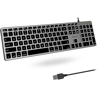 Macally - Backlit Wired Keyboard for Mac Compatible Apple Keyboard with Numeric Keypad - Space Gray Macally - Backlit Wired Keyboard for Mac Compatible Apple Keyboard with Numeric Keypad - Space Gray