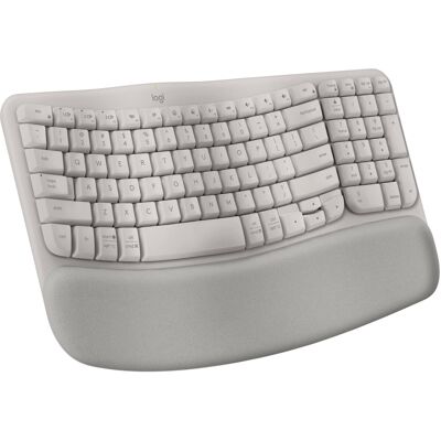 Logitech - Wave Keys Ergonomic Wireless Membrane Keyboard for Windows/Mac with Integrated Palm Rest - Sand Logitech - Wave Keys Ergonomic Wireless Membrane Keyboard for Windows/Mac with Integrated Palm Rest - Sand