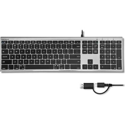 Macally - USB C Keyboard (Upgraded) - Dual USB A + C Plug - Wired Keyboard for Mac - Space Gray Macally - USB C Keyboard (Upgraded) - Dual USB A + C Plug - Wired Keyboard for Mac - Space Gray