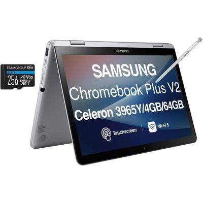 Samsung - Chromebook Plus V2 2-in-1 Laptop (12.2" Touch WUXGA Display, 4GB LPDDR3, 64GB eMMC, Chrome OS) w/256GB Card - Light Titan Samsung - Chromebook Plus V2 2-in-1 Laptop (12.2" Touch WUXGA Display, 4GB LPDDR3, 64GB eMMC, Chrome OS) w/256GB Card - Light Titan