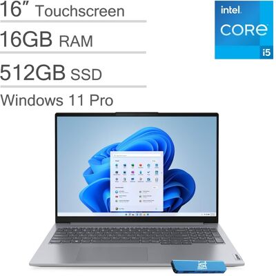 Lenovo - Upgraded - ThinkBook 16" WUXGA Touch Screen Laptop - Intel Core i5 with 16GB Memory - 512GB SSD - Windows 11 Pro - Arctic Gray Lenovo - Upgraded - ThinkBook 16" WUXGA Touch Screen Laptop - Intel Core i5 with 16GB Memory - 512GB SSD - Windows 11 Pro - Arctic Gray