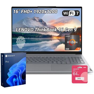Lenovo - Upgraded - ThinkBook 16 G9 16" FHD+ Laptop - AMD Ryzen 7 250 - 64GB RAM 2TB SSD - FP Reader & Backlit KB & Copilot - 64GB USB Drive - Arctic Grey Lenovo - Upgraded - ThinkBook 16 G9 16" FHD+ Laptop - AMD Ryzen 7 250 - 64GB RAM 2TB SSD - FP Reader & Backlit KB & Copilot - 64GB USB Drive - Arctic Grey