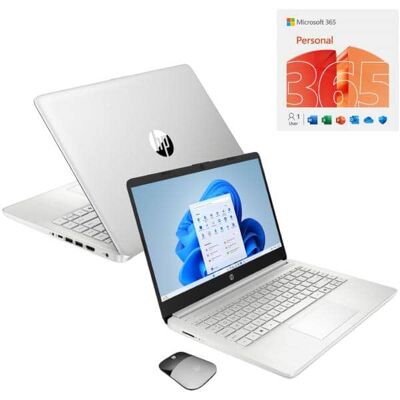 HP - 14" HD Touchscreen Notebook Intel N150 4GB RAM 128GB SSD + Wireless Mouse + Microsoft 365 - Natural Silver HP - 14" HD Touchscreen Notebook Intel N150 4GB RAM 128GB SSD + Wireless Mouse + Microsoft 365 - Natural Silver