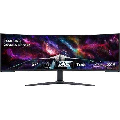 Samsung - 57" Odyssey Neo G9 Dual 4K UHD Quantum Mini-LED 240Hz 1ms HDR 1000 Curved Gaming Monitor (HDMI 2.1, DP 2.1, USB 3.0) - Black Samsung - 57" Odyssey Neo G9 Dual 4K UHD Quantum Mini-LED 240Hz 1ms HDR 1000 Curved Gaming Monitor (HDMI 2.1, DP 2.1, USB 3.0) - Black