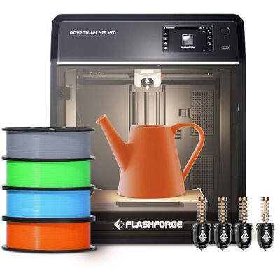 Flashforge - Adventurer 5M Pro 3D Printer Bundle 4x HS PLA Filament 1kg Spools + 4x 0.4mm Nozzles - Black Flashforge - Adventurer 5M Pro 3D Printer Bundle 4x HS PLA Filament 1kg Spools + 4x 0.4mm Nozzles - Black