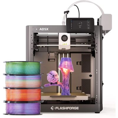 Flashforge - AD5X 3D Printer Bundle with 4 Rolls HS PLA Multicolor Filament 1kg each - Black Flashforge - AD5X 3D Printer Bundle with 4 Rolls HS PLA Multicolor Filament 1kg each - Black