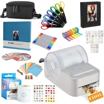 HP - Panorama Instant Label Printer & Photo Printer Craft Bundle - Gray HP - Panorama Instant Label Printer & Photo Printer Craft Bundle - Gray