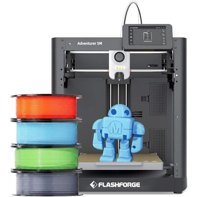 Flashforge - Adventurer 5M 3D Printer Bundle with 4 Rolls HS PLA Filament 1kg each - Black Flashforge - Adventurer 5M 3D Printer Bundle with 4 Rolls HS PLA Filament 1kg each - Black