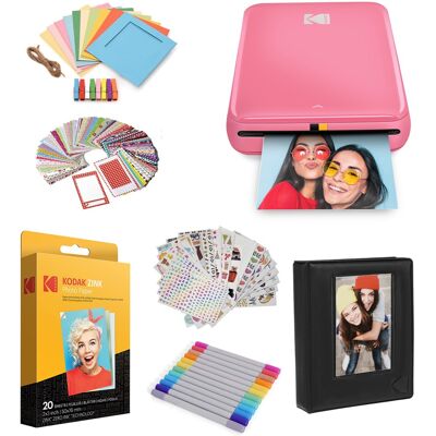 Kodak - Step Mobile Instant Photo Printer 2x3" & Photo Paper Starter Bundle for iOS & Android - Pink Kodak - Step Mobile Instant Photo Printer 2x3" & Photo Paper Starter Bundle for iOS & Android - Pink